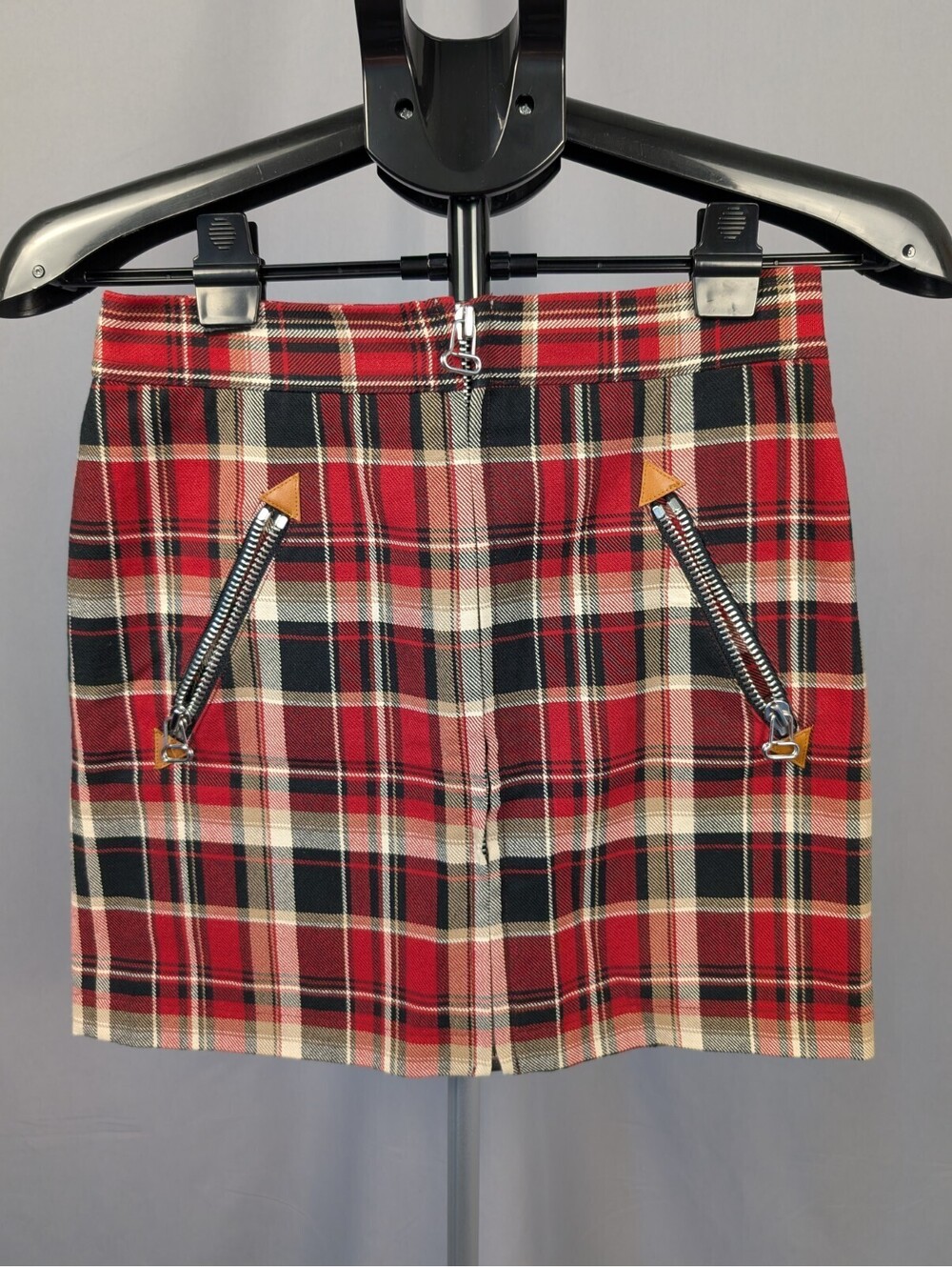 Plaid & Tartan Rag & Bone Red Tartan Zip Mini Skirt Sz 00 org. $395